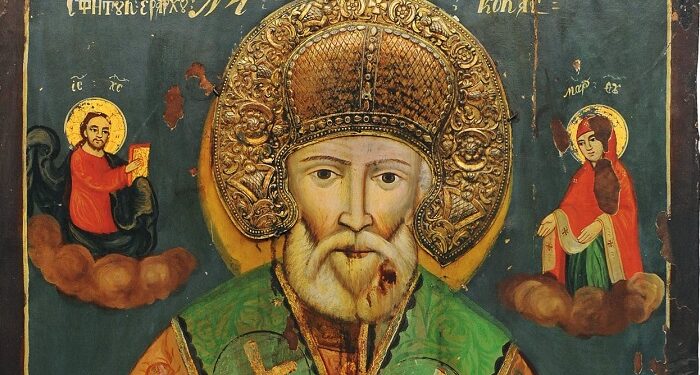 “Sfântul Ierarh Nicolae”, icoană împărătească pictată pe lemn în 1843