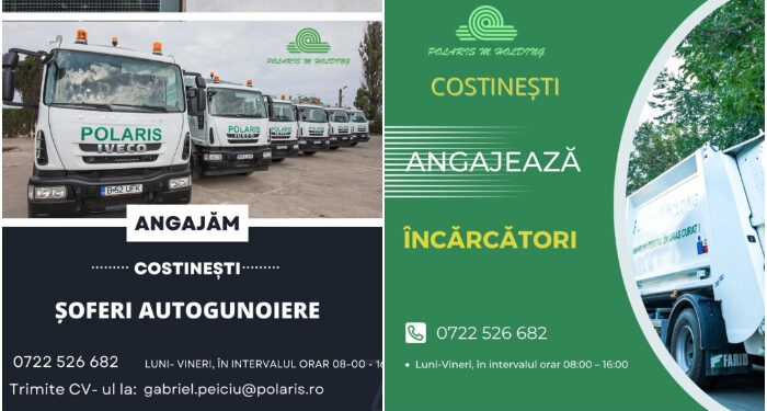 Polaris M Holding – COSTINEȘTI angajează ȘOFERI Autogunoiere și ÎNCĂRCĂTORI