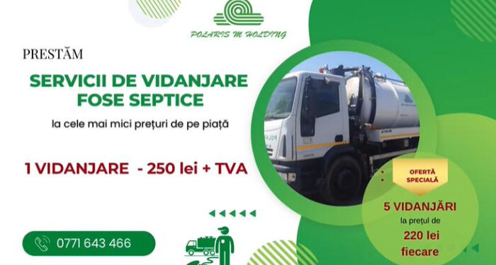 Polaris M Holding: Servicii de vidanjare la cele mai mici prețuri