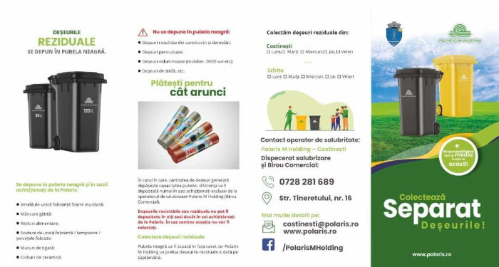 Polaris M Holding oferă, GRATUIT, pubele pentru deșeuri în Costinești și Schitu