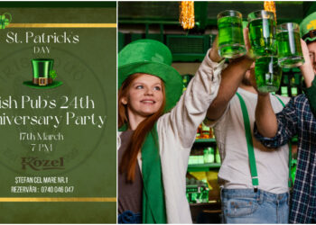 Petrecere irlandeză la Irish Pub, pe 17 martie, de Sf. Patrick
