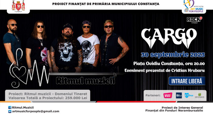 Concert Cargo & friends în Piața Ovidiu, sâmbătă, 30 septembrie