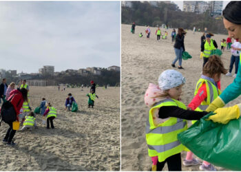 Plaja Modern, ecologizată de 80 de preșcolari de la Grădinița Nr.44 din Constanța