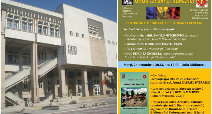 Asociația Națională Cultul Eroilor „Regina Maria” marchează Ziua Armatei Române la Biblioteca Județeană Constanța