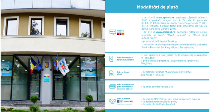 SPIT Constanța: Modalități de plată a impozitelor și taxelor locale