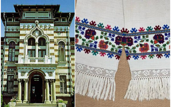 Ștergar maramureșean cu garoafe, expus la Muzeul de Artă Populară