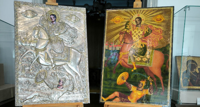 Icoană din 1833, cu Sf. Dimitrie, din colecția Mănăstirii Cocoș, expusă la Tulcea