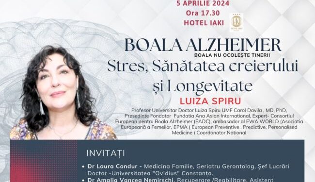 „Boala Alzheimer – Stres, sănătatea creierului și longevitate”: Seminar GRATUIT de educație medicală, organizat pe 5 aprilie