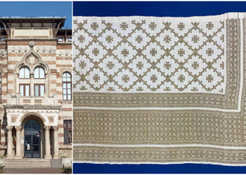 Fotă de mireasă din Muscel, țesută din mătase și fir de aur, expusă la Muzeul de Artă Populară Constanța