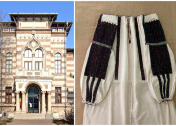 Cămașă din portul femeiesc specific ceangăilor din Moldova, expusă la Muzeul de Artă Populară Constanța