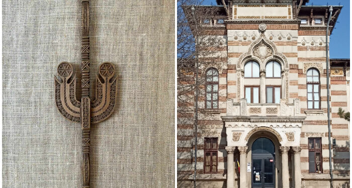 Furcă de tors din Mărginimea Sibiului, expusă la Muzeul de Artă Populară Constanța