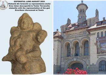 Statuetă din teracotă cu reprezentarea zeului Eros, expusă la MINAC