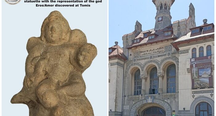 Statuetă din teracotă cu reprezentarea zeului Eros, expusă la MINAC