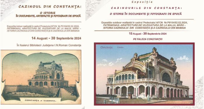 Dublă expoziție dedicată istoriei Cazinoului din Constanța, la Biblioteca Județeană și pe faleza Cazinoului