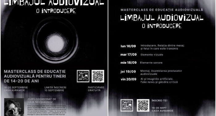 Tulcea Film Society, un masterclass gratuit de educație audiovizuală la Casa Avramide