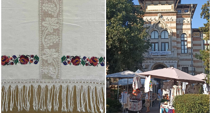 Față de masă din zona Maramureș, expusă la Muzeul de Artă Populară Constanța