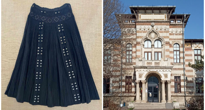 Șorț femeiesc de sărbătoare din zona Mărgău, expus la Muzeul de Artă Populară Constanța