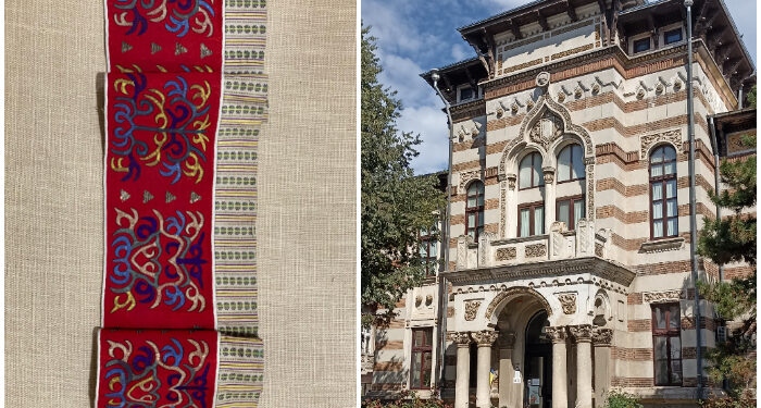 Șimîldîk – Paravan pentru ceremonialul nunții la tătarii dobrogeni, expus la Muzeul de Artă Populară Constanța