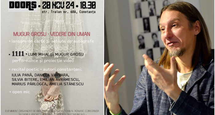 Poetul constănțean Mugur Grosu și Biblioteca Județeană, parteneri într-un eveniment inedit: VEDERE DIN UMAN, lansare de carte & performance în Club DOORS