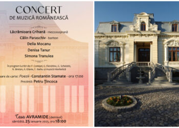 Seară de poezie și muzică clasică românească la Casa Avramide Tulcea, sâmbătă, 25 ianuarie