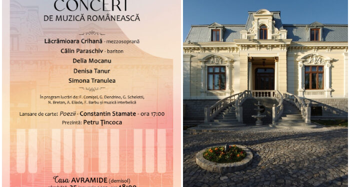 Seară de poezie și muzică clasică românească la Casa Avramide Tulcea, sâmbătă, 25 ianuarie