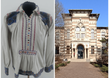 Veche cămașă bărbătească din zona Bihor, expusă la Muzeul de Artă Populară Constanța