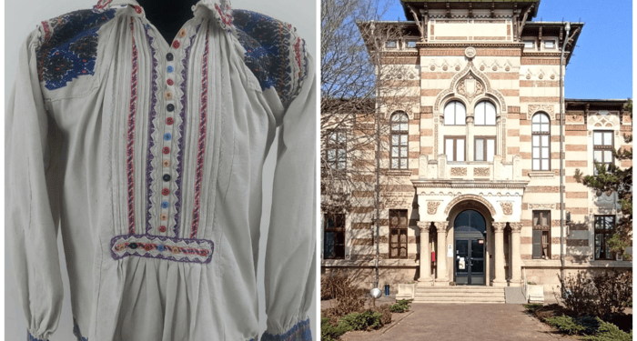 Veche cămașă bărbătească din zona Bihor, expusă la Muzeul de Artă Populară Constanța