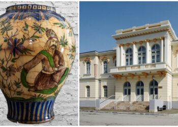Vas persan din timpul dinastiei Qajar, expus la Muzeul de Artă Tulcea