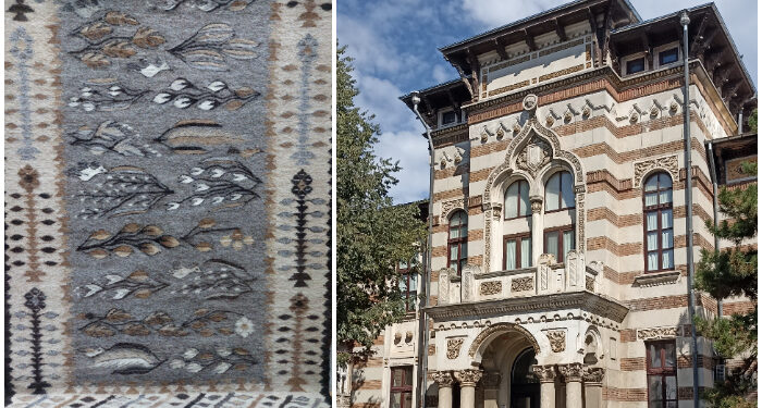 Covor oltenesc țesut vertical, expus la Muzeul de Artă Populară Constanța