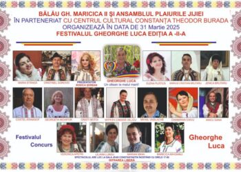 A doua ediție a Festivalului Concurs de Muzică Populară „Gheorghe Luca” se va desfășura pe 31 martie