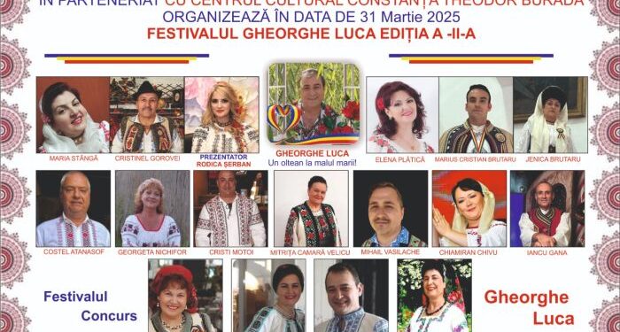 A doua ediție a Festivalului Concurs de Muzică Populară „Gheorghe Luca” se va desfășura pe 31 martie