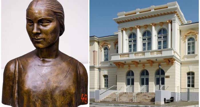 „Portret de femeie” – Sculptură din bronz, realizată de Alexandru Călinescu, la Muzeul de Artă Tulcea