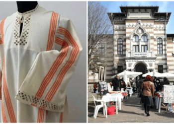 Cămașă de mire din Muscel (Argeș), expusă la Muzeul de Artă Populară