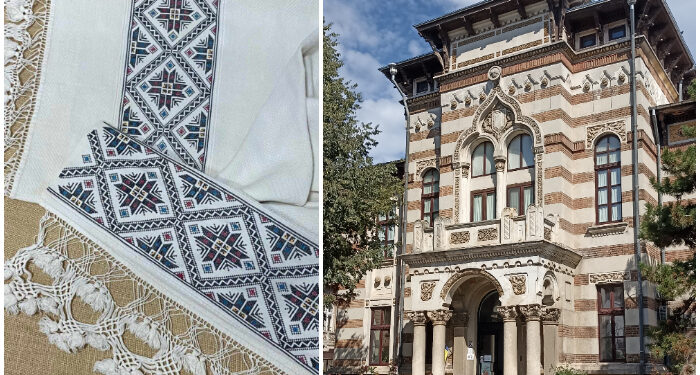 Ștergar din Botoșani, țesut în mai multe ițe, expus la Muzeul de Artă Populară Constanța