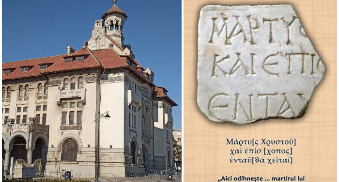 MINAC: Placă de marmură, dedicată unui martir al lui Hristos, descoperită la Tomis