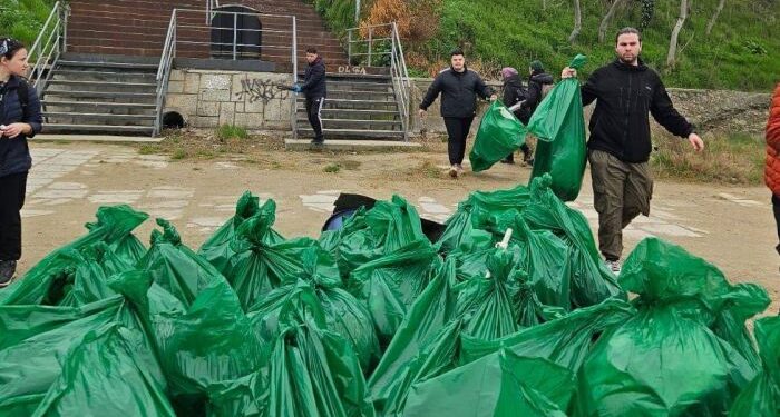 POLARIS: Taluzul dinspre Plaja Modern, curățat de studenții de la Universitatea Ovidius