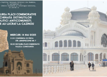 PLACĂ MEMORIALĂ dedicată deținuților anticomuniști care au lucrat la refacerea Cazinoului din Constanța