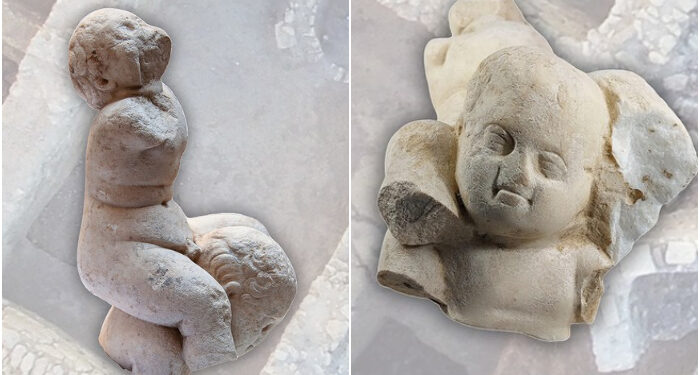 Superb fragment de marmură, reprezentând un popular joc antic grecesc, EPHEDRISMOS, descoperit la Constanța