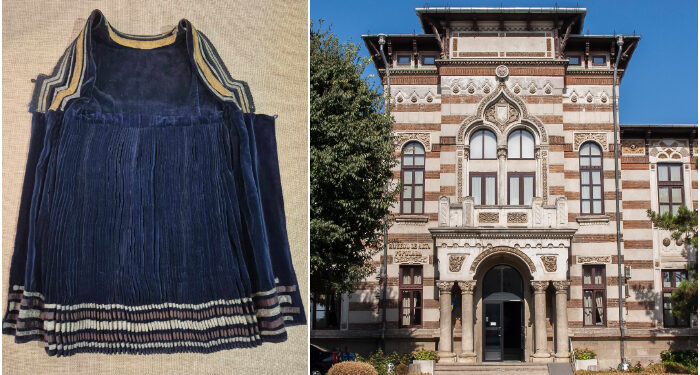 PLISIRANI – rochie tradițională din catifea purtată de aromânce, în colecția Muzeului de Artă Populară Constanța