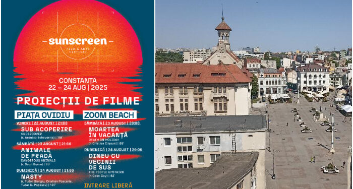 PROGRAM COMPLET Sunscreen Film & Arts Festival 2025, filme noi proiectate în Piața Ovidiu și la Zoom Beach, 22 – 24 august 2025