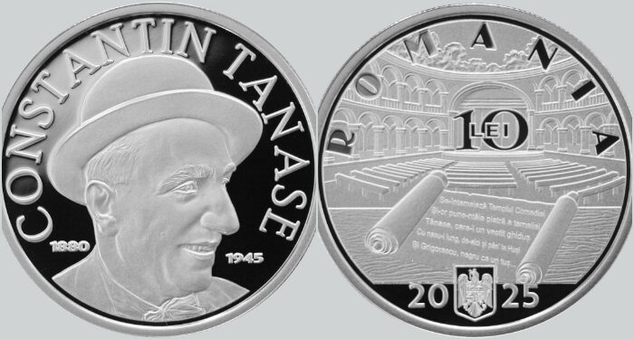 Monedă din ARGINT, cu chipul lui Constantin Tănase, lansată de Banca Națională a României