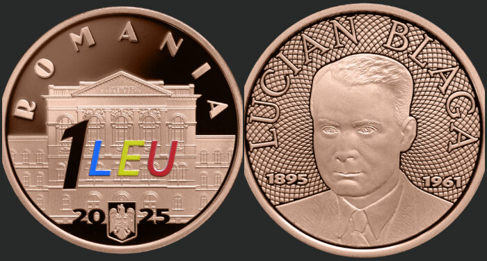 BNR lansează o monedă din tombac cuprat dedicată lui Lucian Blaga