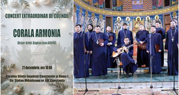 Concert extraordinar de colinde, la Constanța, susținut de Corala Bărbătească Armonia