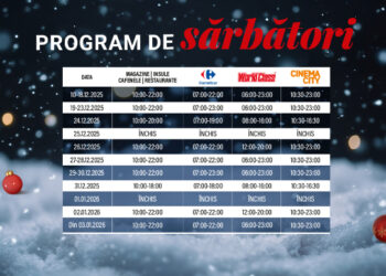 Programul de CRĂCIUN al Patinoarului, al Galeriei Comerciale și magazinelor partenere din City Park Mall Constanța