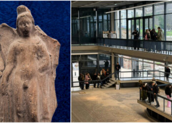 O SPLENDIDĂ statuetă tip TANAGRA, Eros arcașul, descoperită la Mangalia, este expusă la Edificiul Roman cu Mozaic