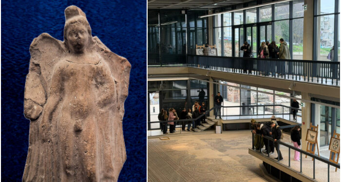 O SPLENDIDĂ statuetă tip TANAGRA, Eros arcașul, descoperită la Mangalia, este expusă la Edificiul Roman cu Mozaic