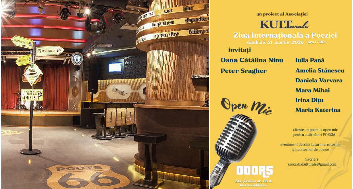 KULTurale: Opt voci remarcabile și un „Open Mic” deschis creatorilor, de Ziua Internațională a Poeziei, la Doors Club