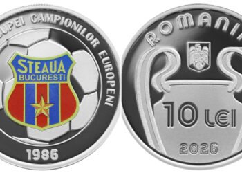 BNR a lansat o monedă din argint dedicată momentului 7 Mai 1986, „Steaua București – 40 de ani de la câștigarea Cupei Campionilor Europeni”